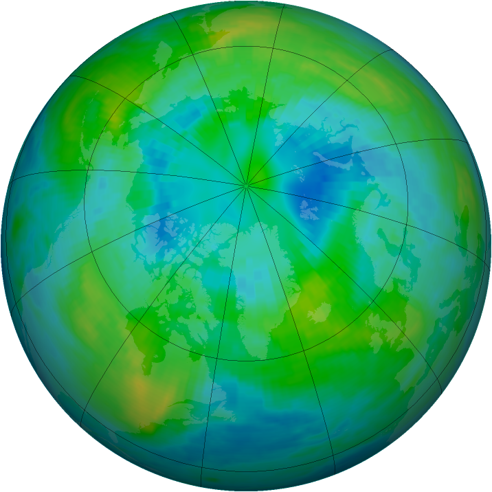 Arctic ozone map for 08 October 1987